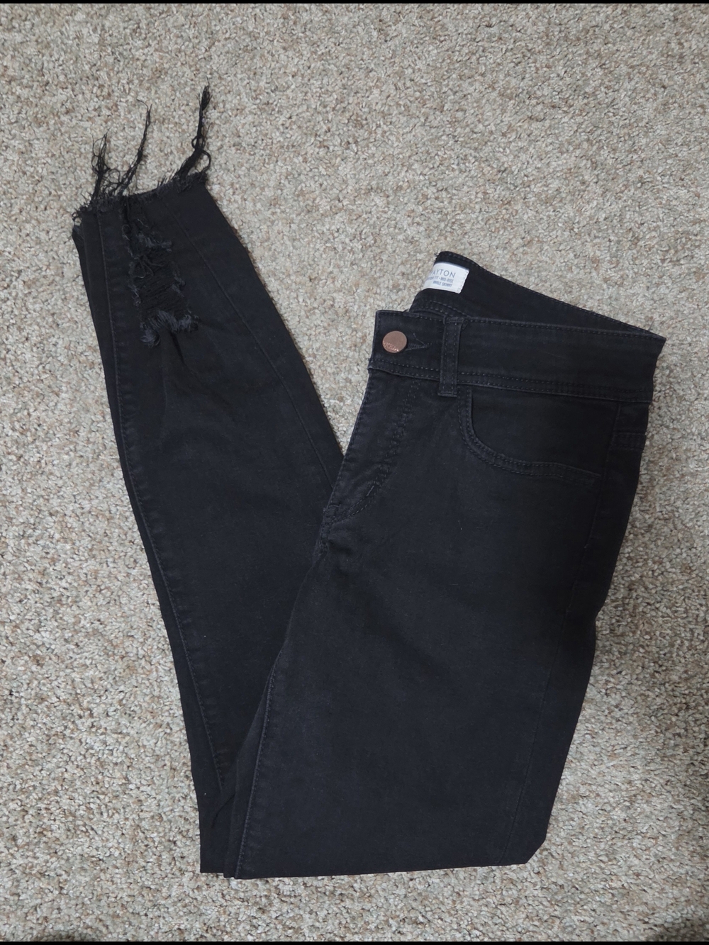 BKE High-Rise Black Skinny Jeans with Frayed Hem